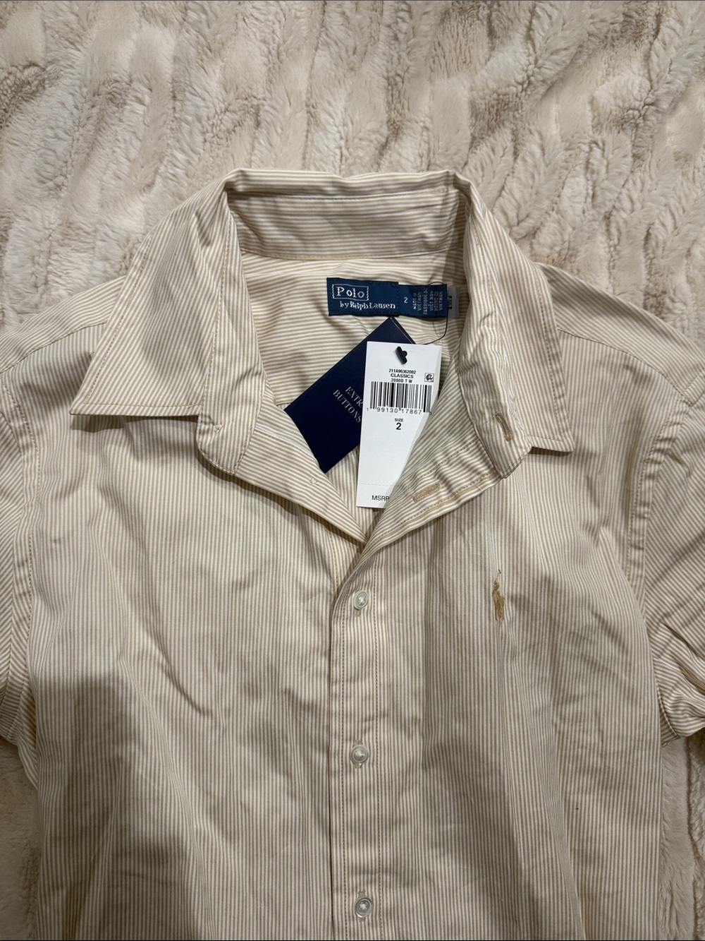 Ralph Lauren Cream Cotton Button-Front Shirt Dress with Waist Tie - Picture 6 of 8